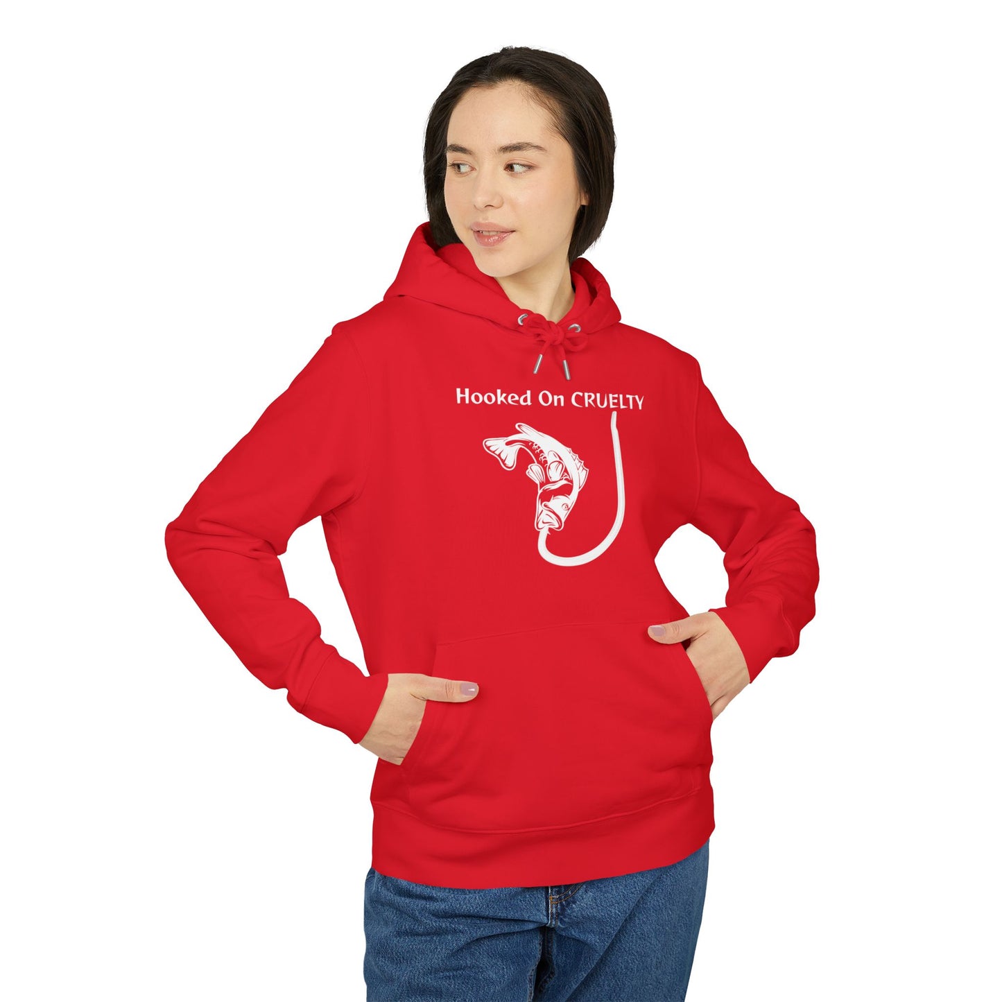 Hooked On Cruelty Design - Unisex Hoodie - Against Fishing - Catch the eye of fishermen