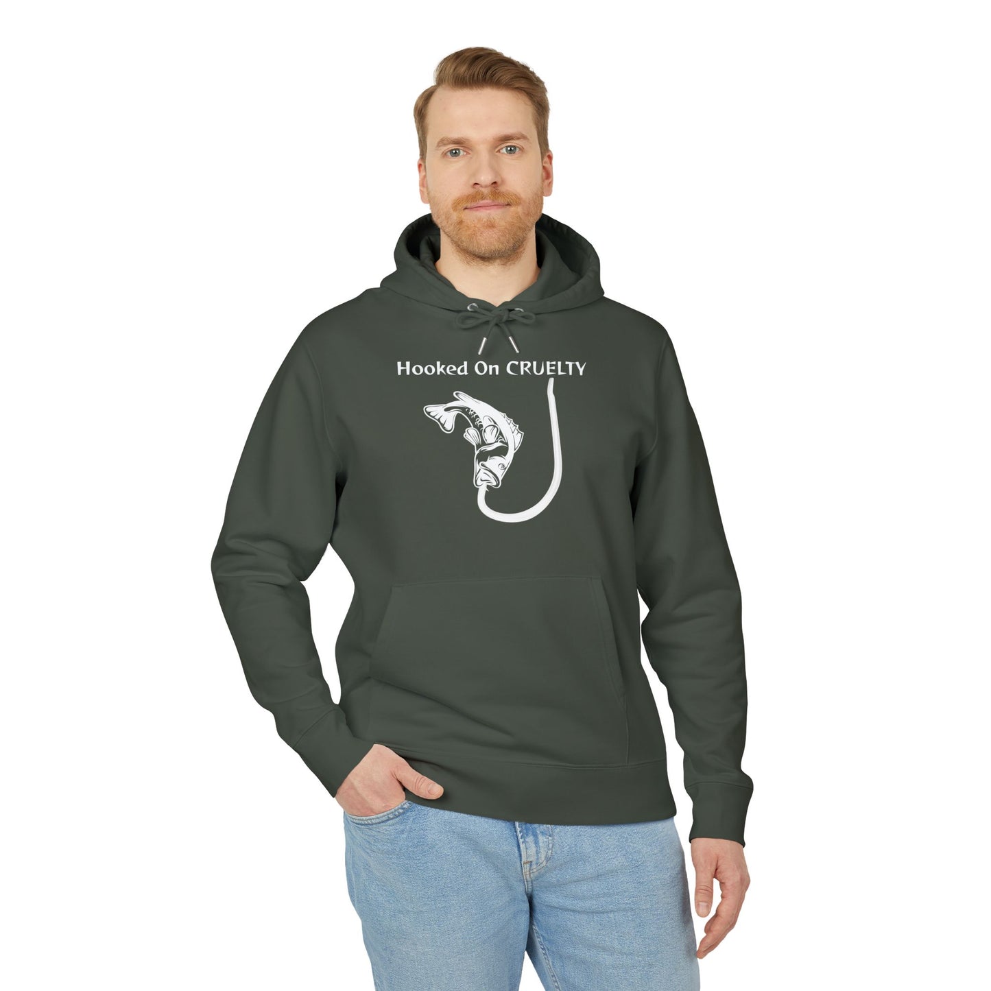 Hooked On Cruelty Design - Unisex Hoodie - Against Fishing - Catch the eye of fishermen