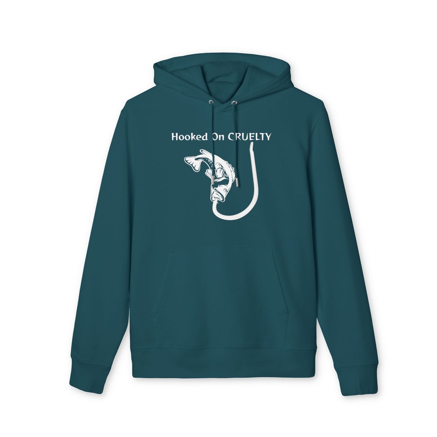 Hooked On Cruelty Design - Unisex Hoodie - Against Fishing - Catch the eye of fishermen