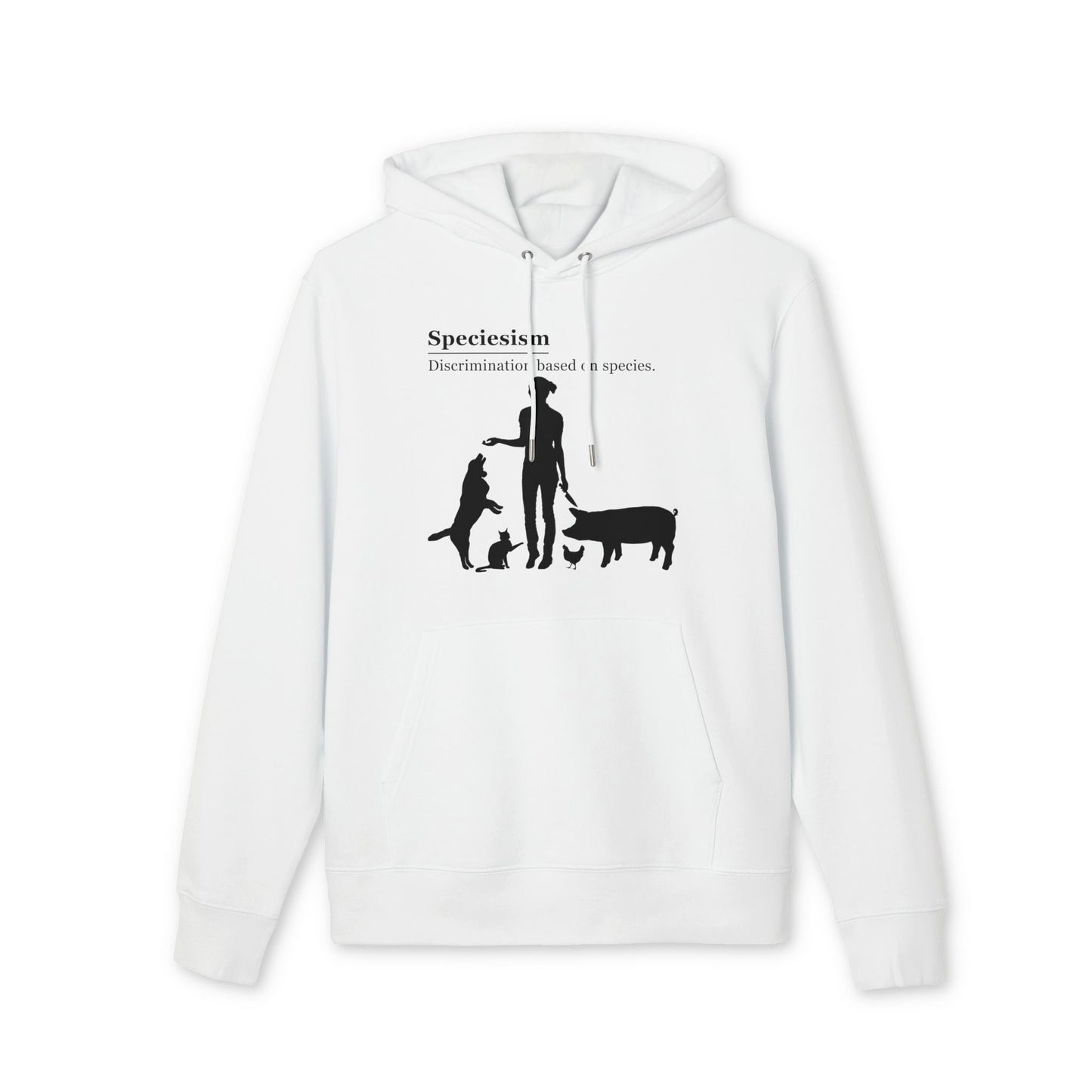 Speciesism Definition - Unisex Hoodie - Woman with Dog, Cat, Pig, and Chicken