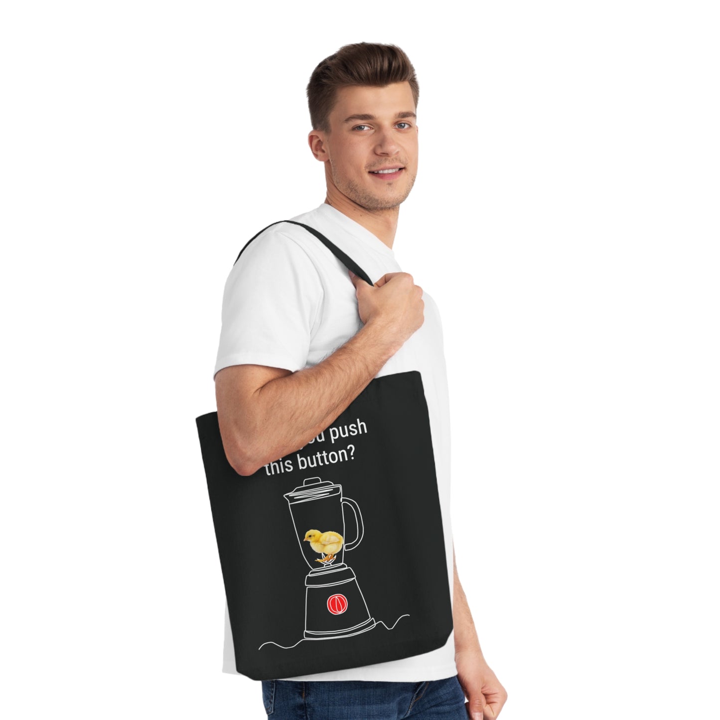 Would you push the button? - Tote Bag - Against egg industry