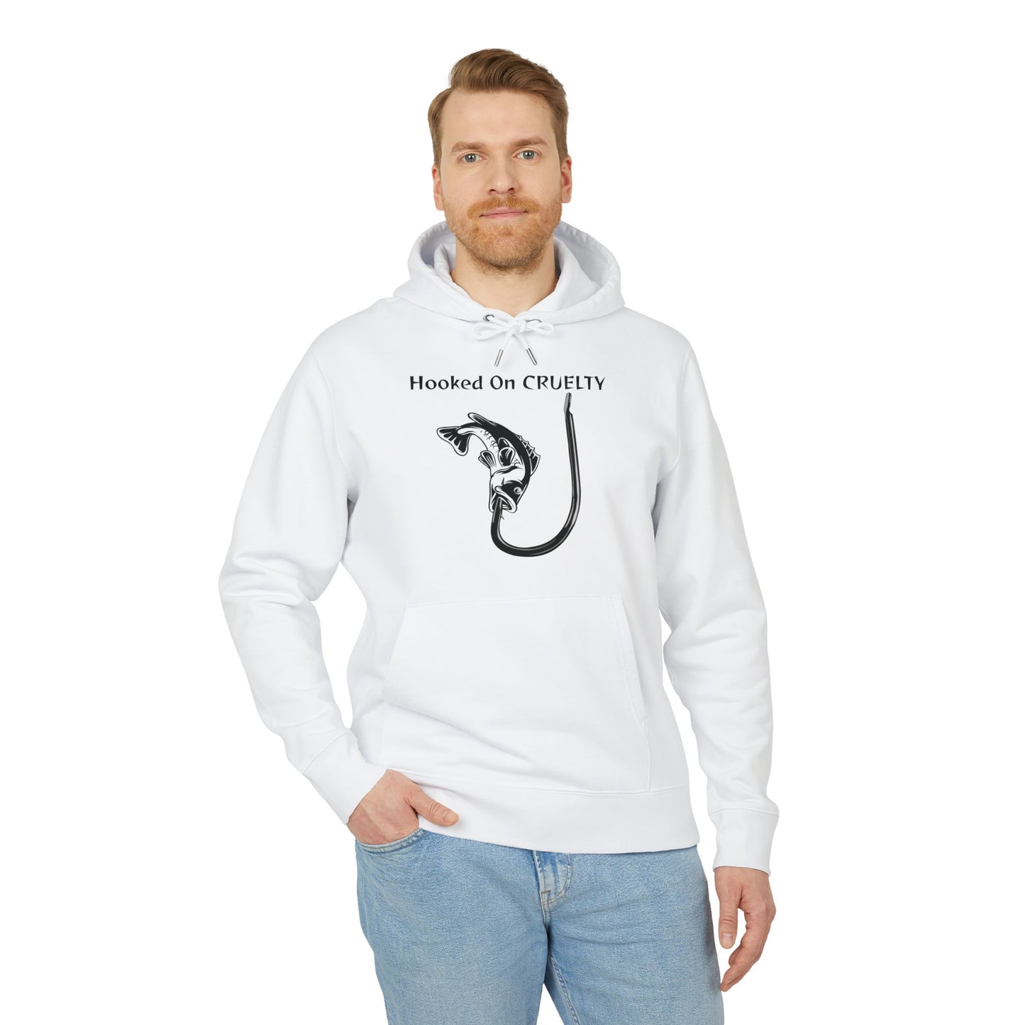 Hooked On Cruelty Design - Unisex Hoodie - Against Fishing - Catch the eye of fishermen