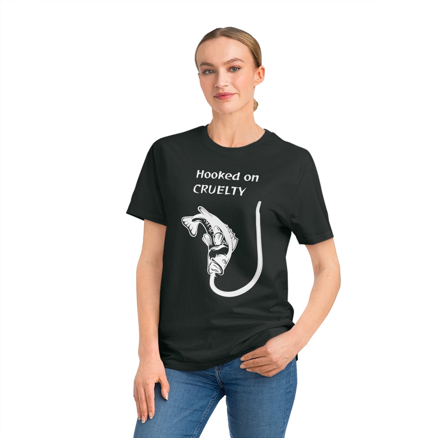Hooked On Cruelty - Unisex Rocker T-Shirt - Against Fishing - Catch the eye of fishermen