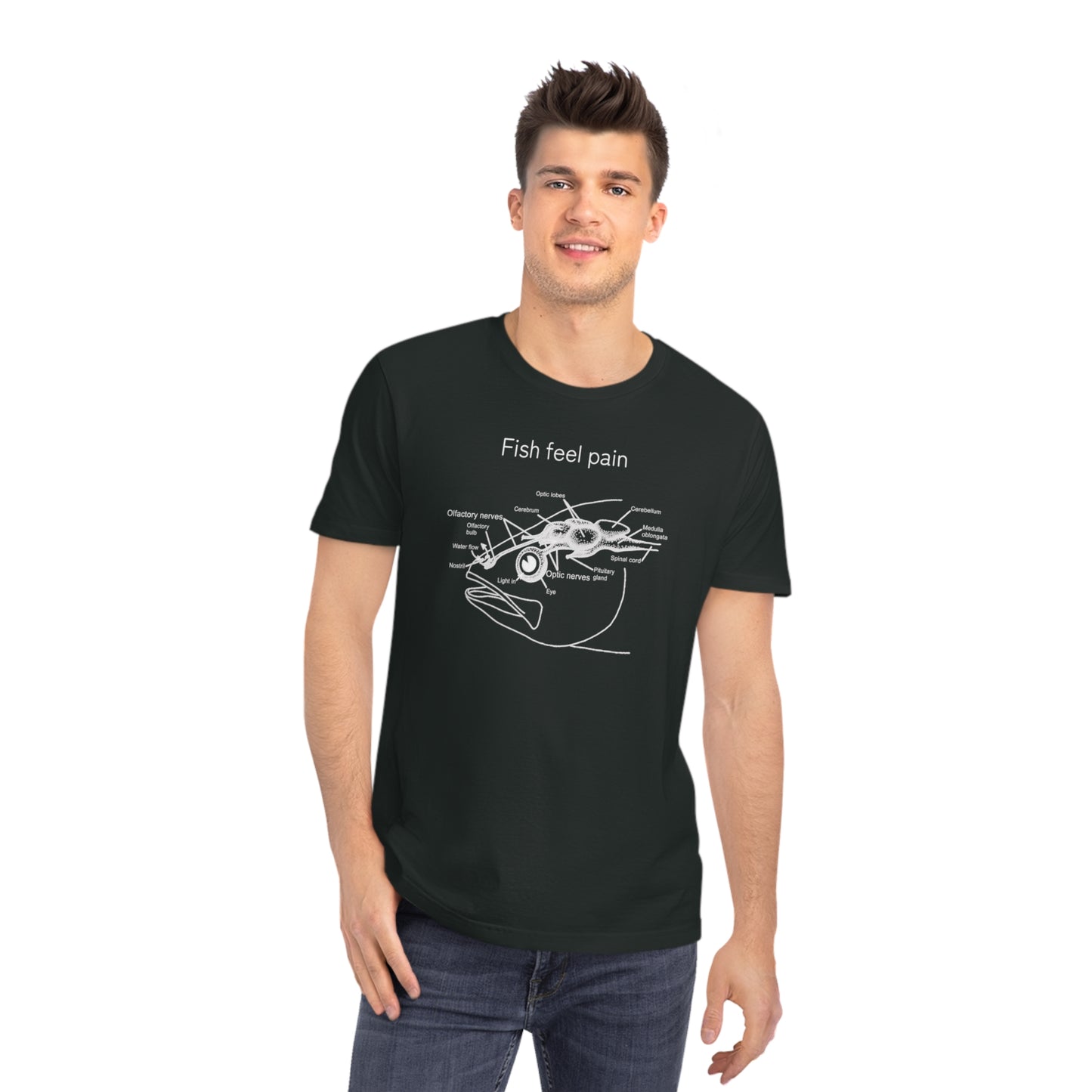 Fish Feel Pain T-Shirt - Unisex Rocker T-shirt - Graphic Tee - Fish are not vegetables