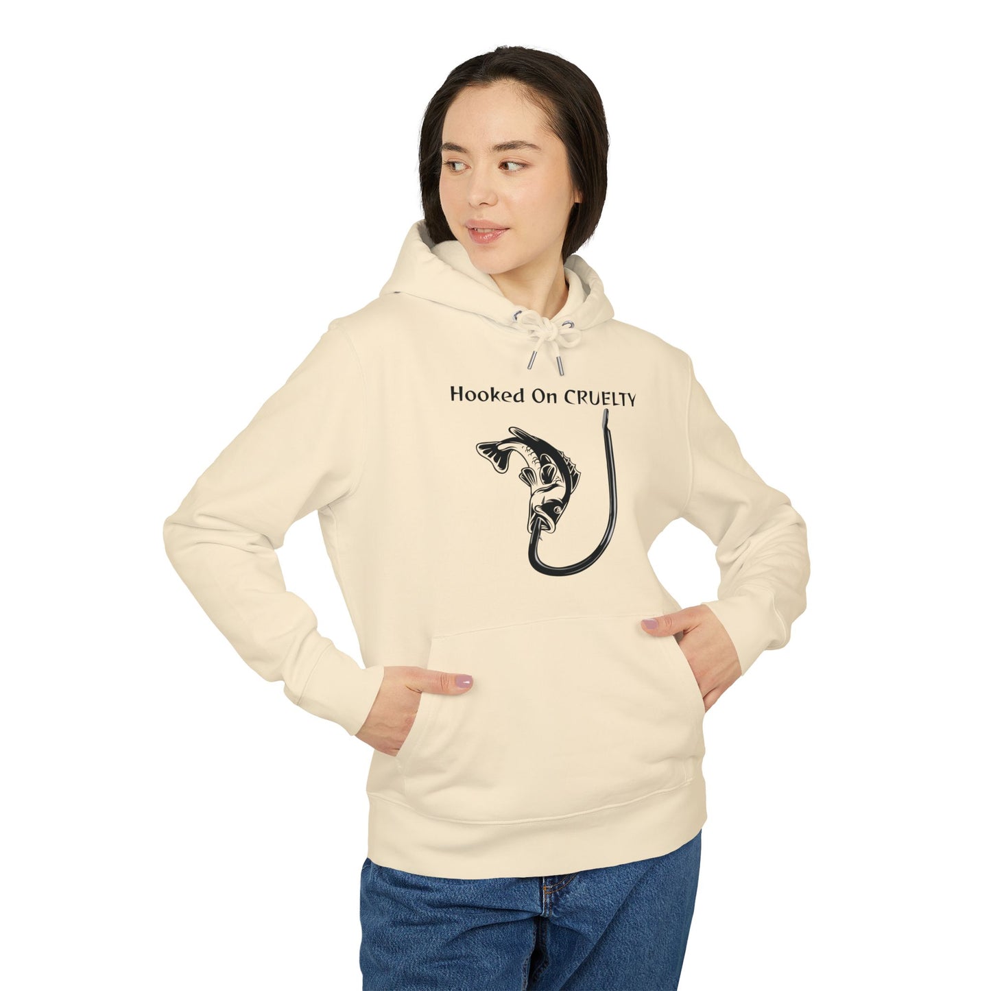 Hooked On Cruelty Design - Unisex Hoodie - Against Fishing - Catch the eye of fishermen