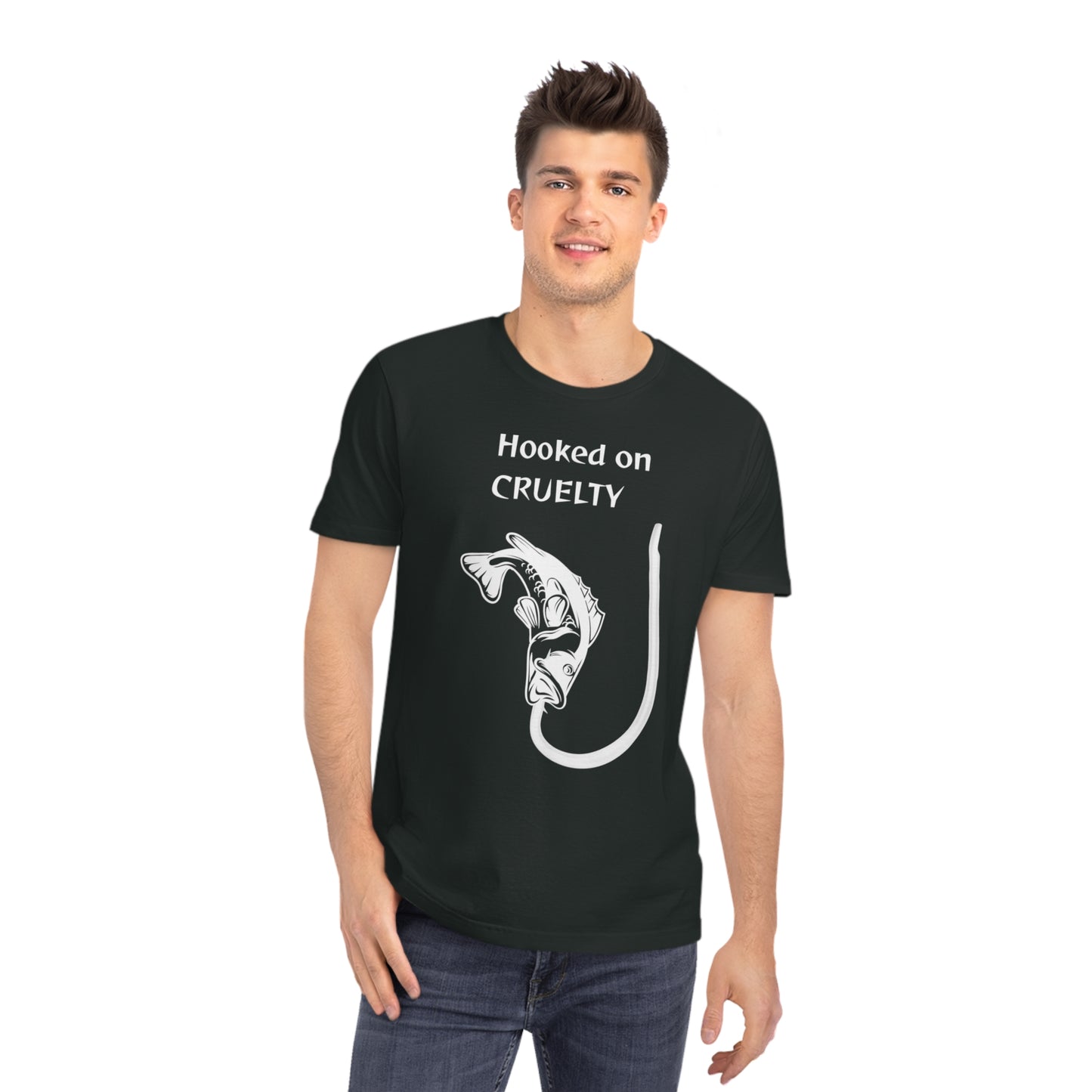 Hooked On Cruelty - Unisex Rocker T-Shirt - Against Fishing - Catch the eye of fishermen