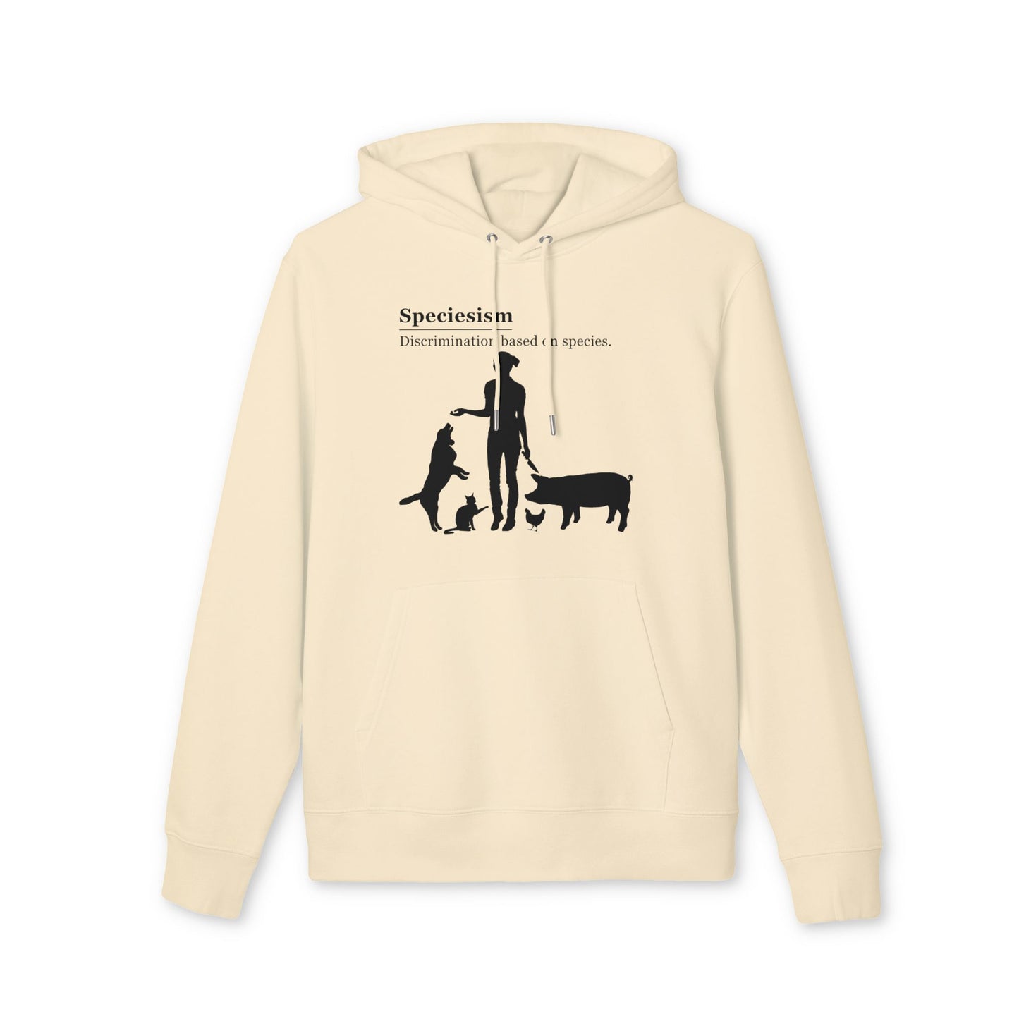 Speciesism Definition - Unisex Hoodie - Woman with Dog, Cat, Pig, and Chicken