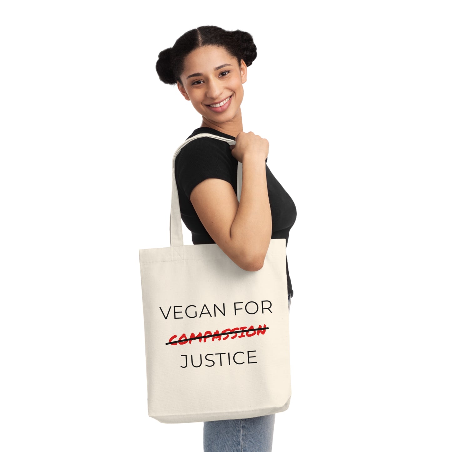 Vegan For Justice - Woven Tote Bag - Vegan for justice, not compassion