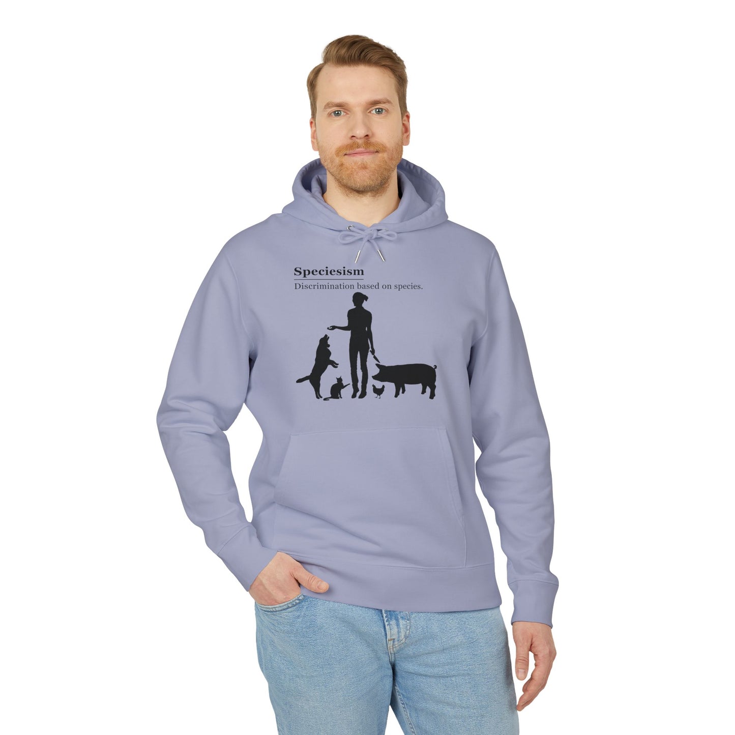 Speciesism Definition - Unisex Hoodie - Woman with Dog, Cat, Pig, and Chicken