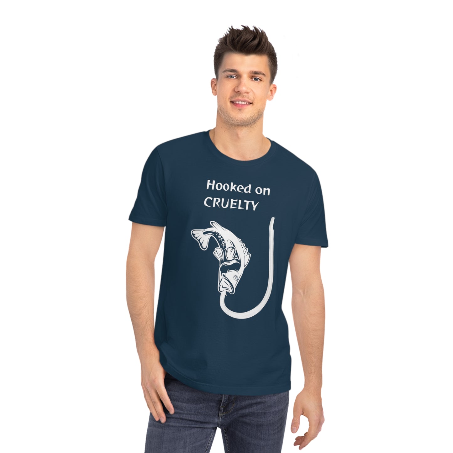 Hooked On Cruelty - Unisex Rocker T-Shirt - Against Fishing - Catch the eye of fishermen