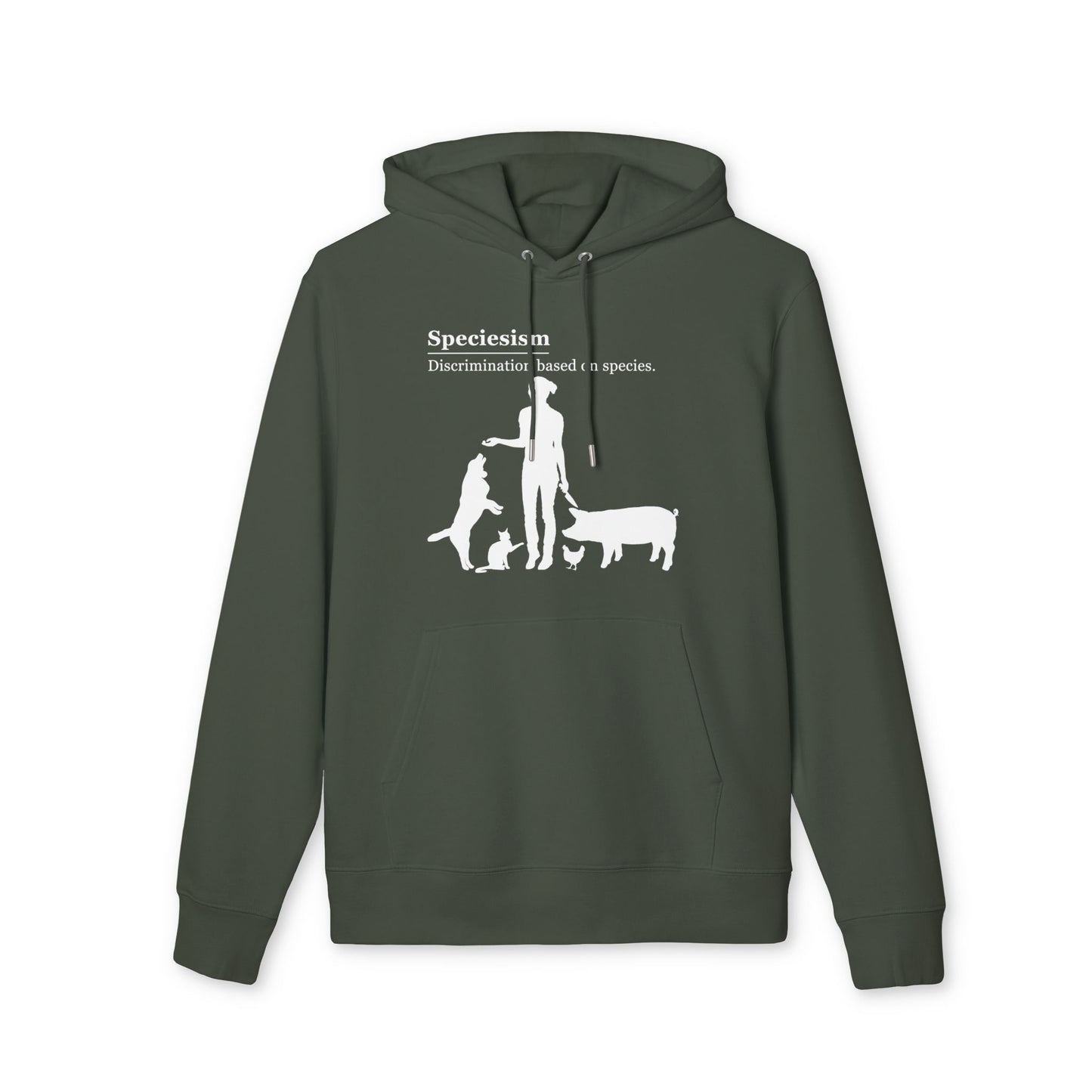 Speciesism Definition - Unisex Hoodie - Woman with Dog, Cat, Pig, and Chicken
