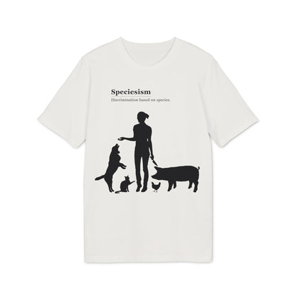 Speciesism Definition - Unisex T-Shirt - Woman with Dog, Cat, Pig, and Chicken