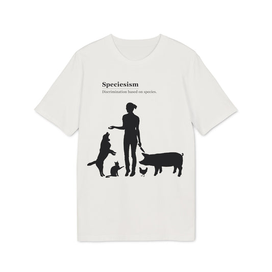 Speciesism Definition - Unisex T-Shirt - Woman with Dog, Cat, Pig, and Chicken