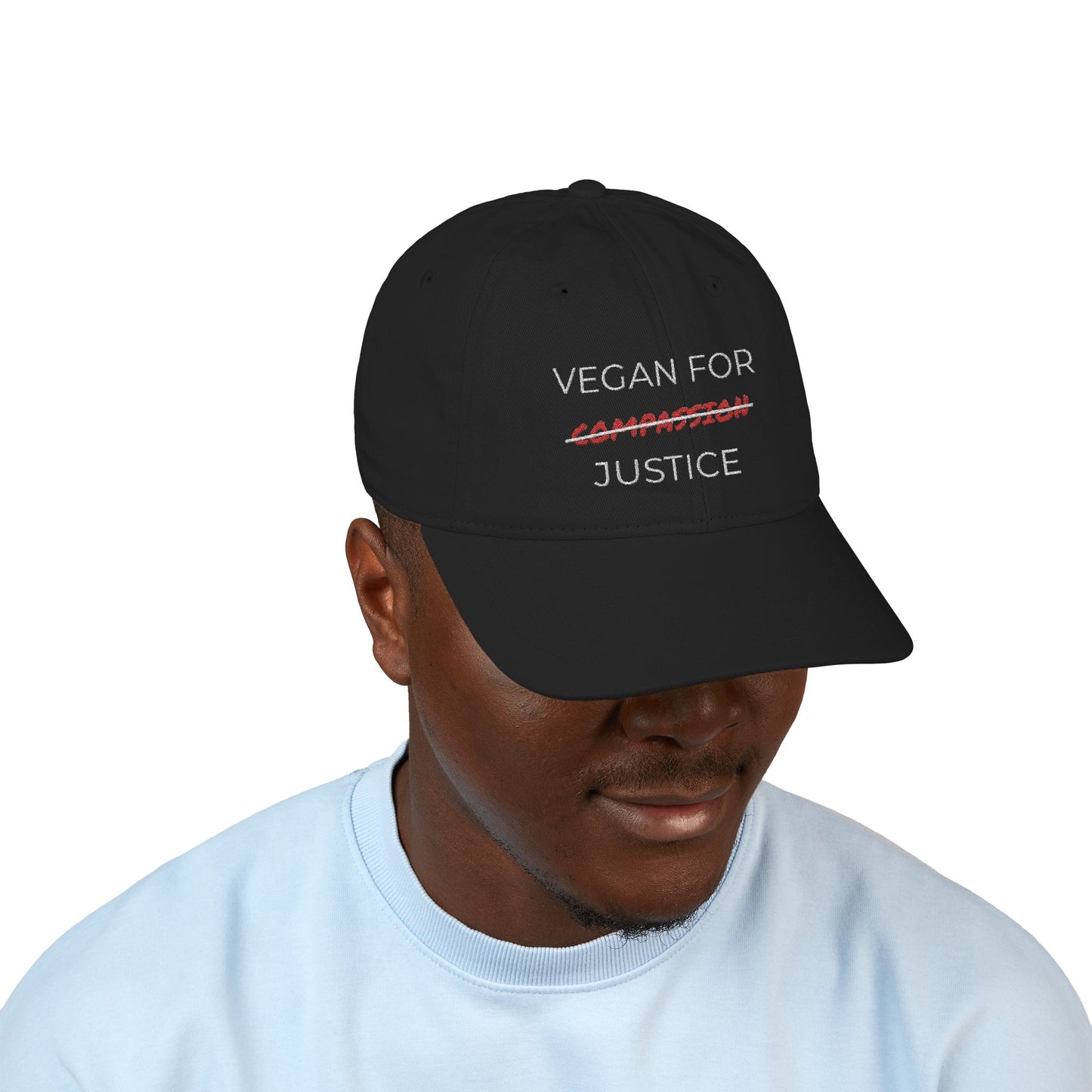 Vegan For Justice - Organic Embroidered Baseball Cap