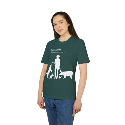 Speciesism Definition - Unisex T-Shirt - Woman with Dog, Cat, Pig, and Chicken