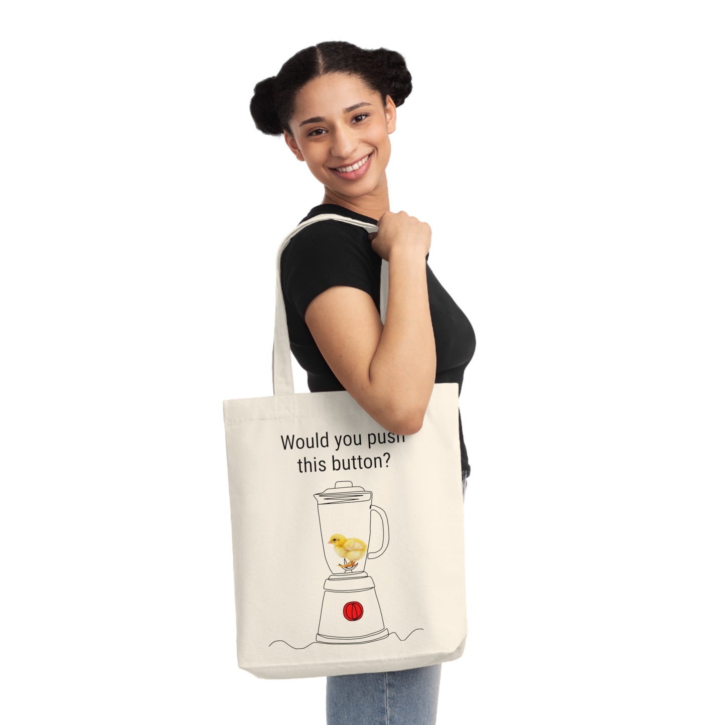 Would you push the button? - Tote Bag - Against egg industry
