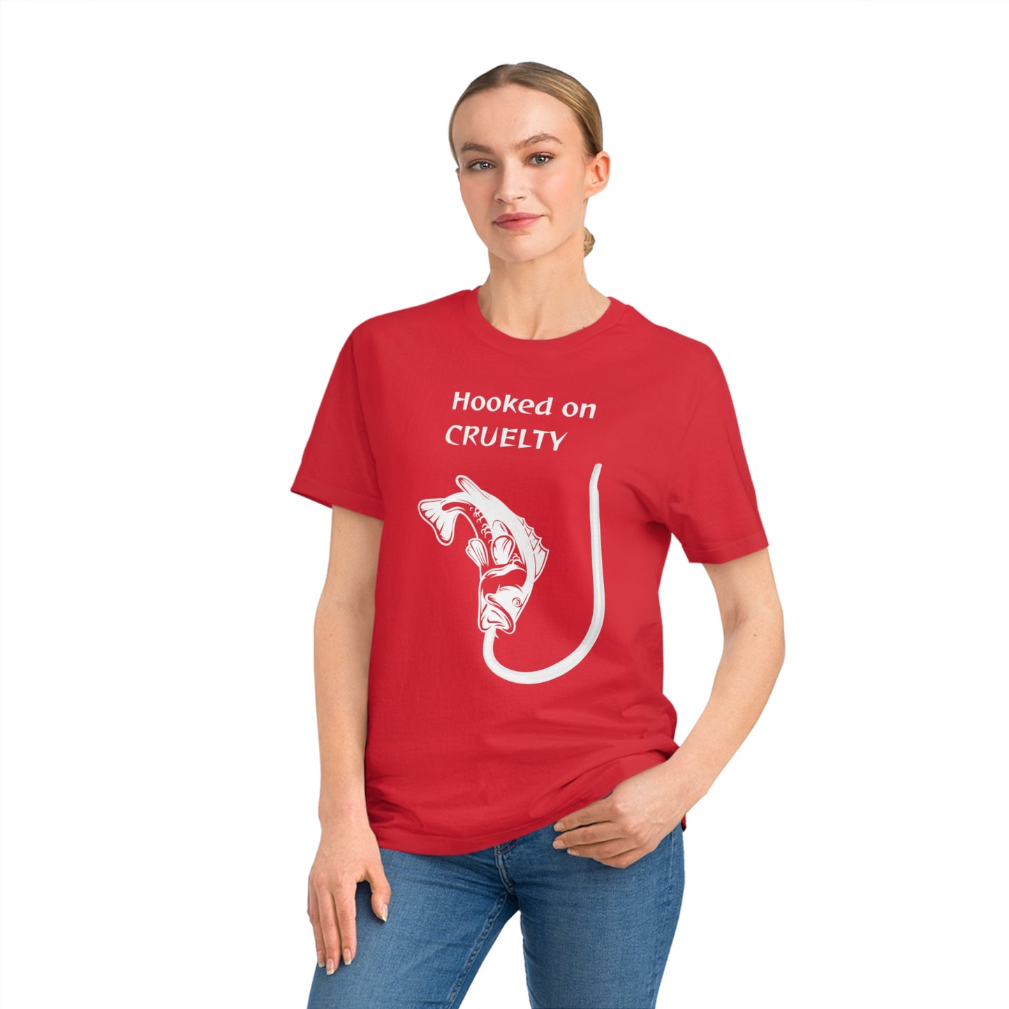 Hooked On Cruelty - Unisex Rocker T-Shirt - Against Fishing - Catch the eye of fishermen