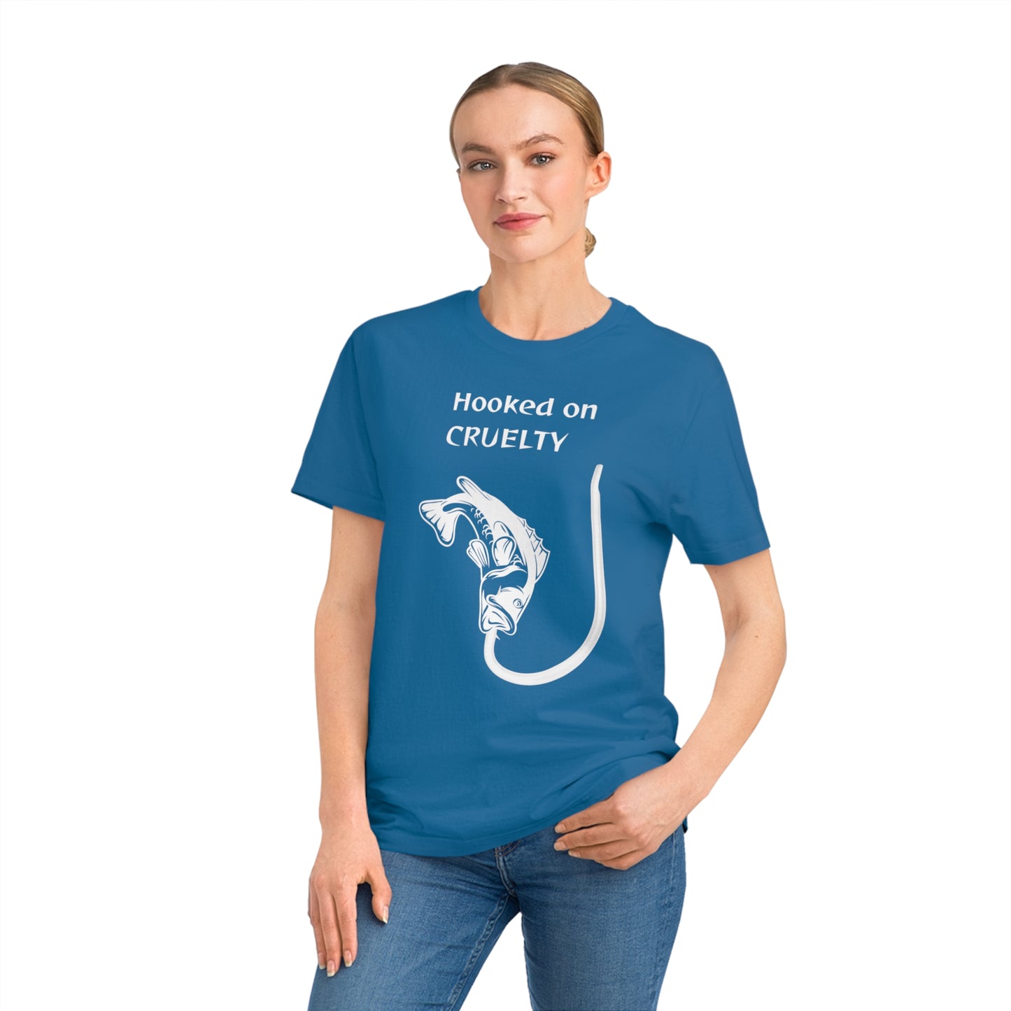 Hooked On Cruelty - Unisex Rocker T-Shirt - Against Fishing - Catch the eye of fishermen