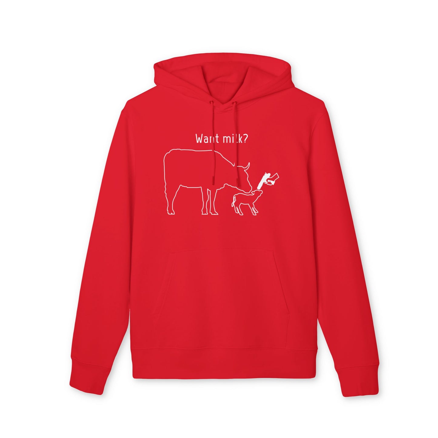 Want Milk? - Unisex Hoodie - Confronting Milk consumers with Mother Cow, Calf and bolt gun