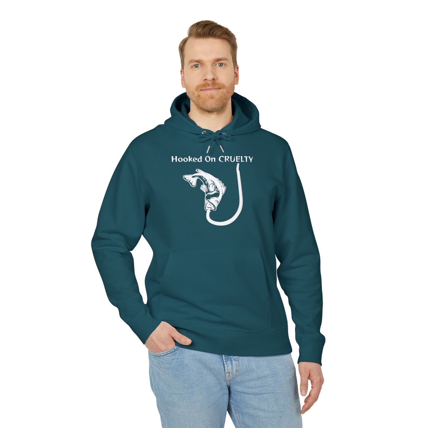 Hooked On Cruelty Design - Unisex Hoodie -  Against Fishing - Catch the eye of fishermen
