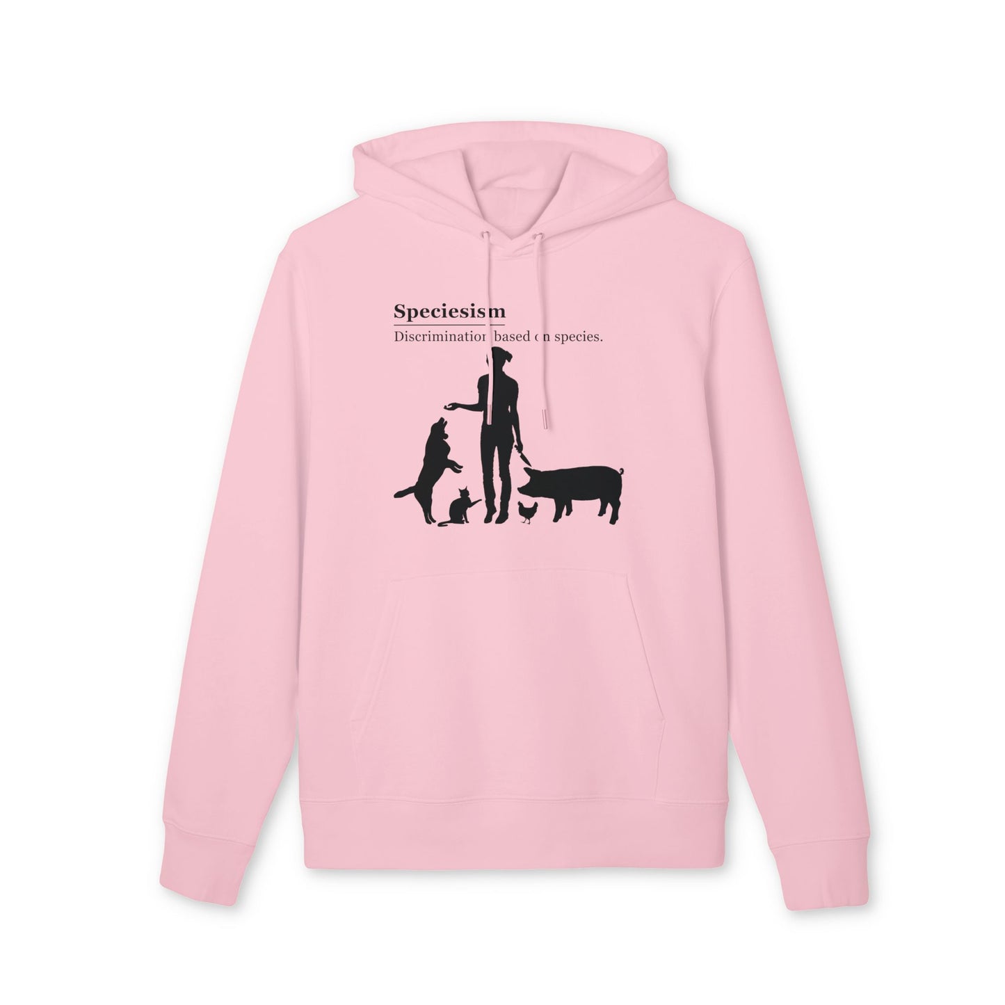 Speciesism Definition - Unisex Hoodie - Woman with Dog, Cat, Pig, and Chicken