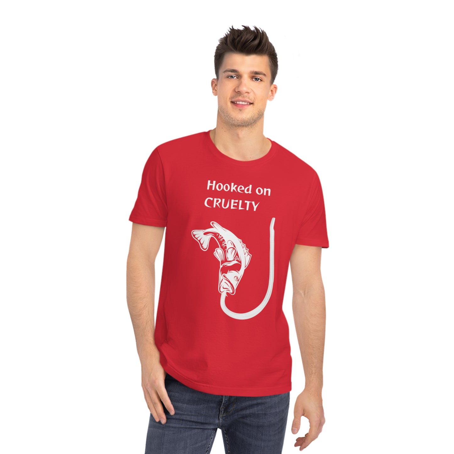 Hooked On Cruelty - Unisex Rocker T-Shirt - Against Fishing - Catch the eye of fishermen