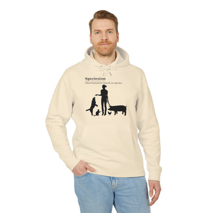 Speciesism Definition - Unisex Hoodie - Woman with Dog, Cat, Pig, and Chicken