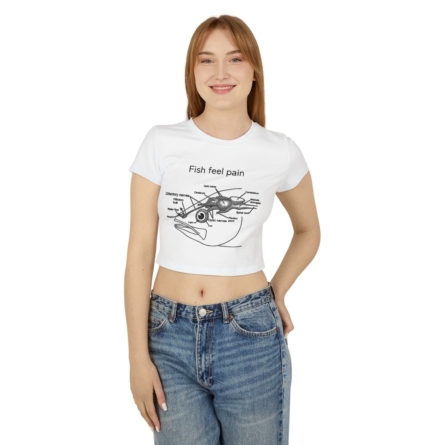 Fish Feel Pain T-Shirt - Crop Tee - Graphic Tee - Fish are not vegetables