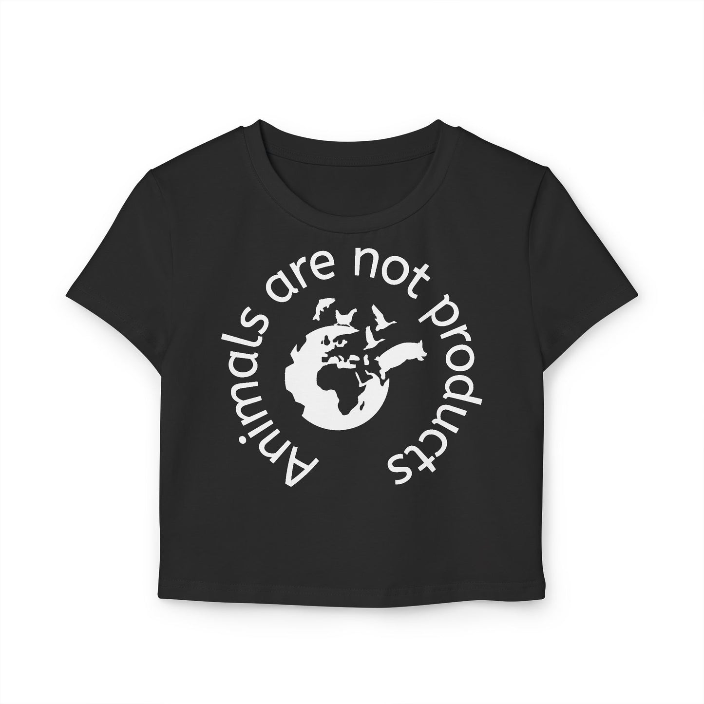 Crop Tee - Animals Are Not Products with Logo