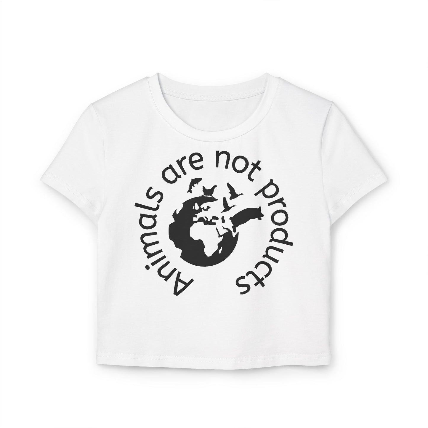 Crop Tee - Animals Are Not Products with Logo