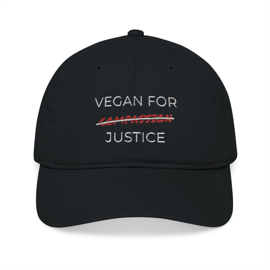 Vegan For Justice - Organic Embroidered Baseball Cap