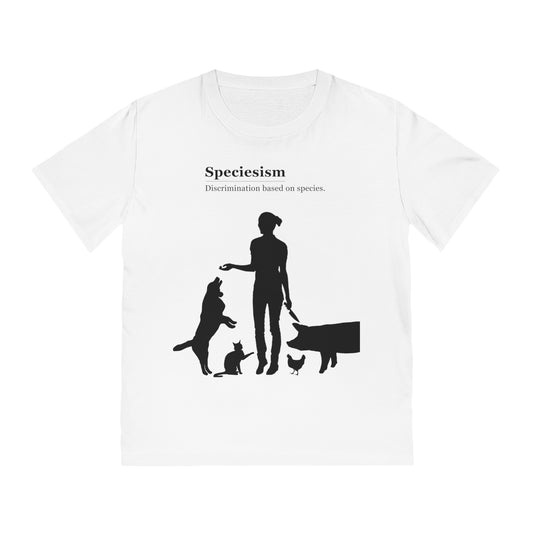 Speciesism Definition - Unisex Rocker T-Shirt - Woman with Dog, Cat, Pig, and Chicken
