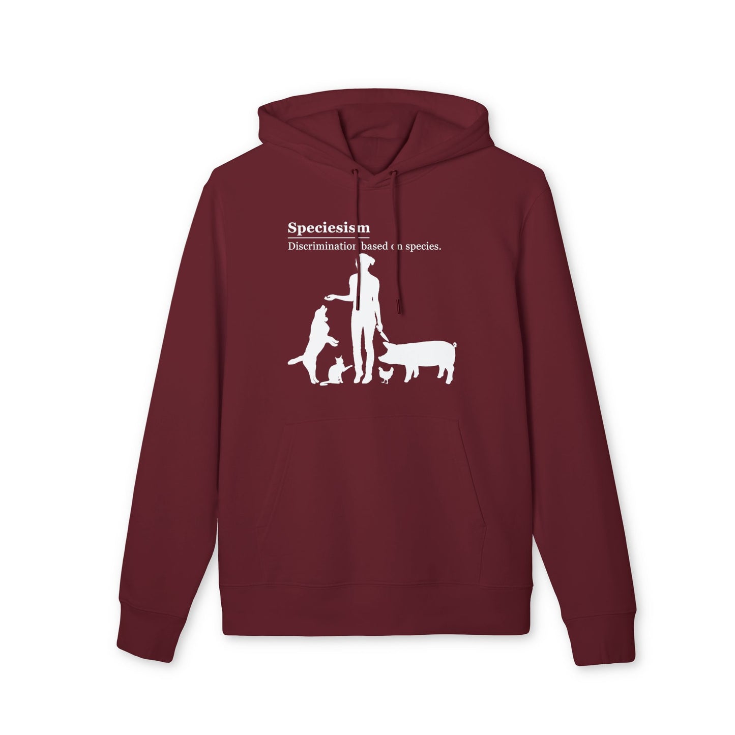 Speciesism Definition - Unisex Hoodie - Woman with Dog, Cat, Pig, and Chicken