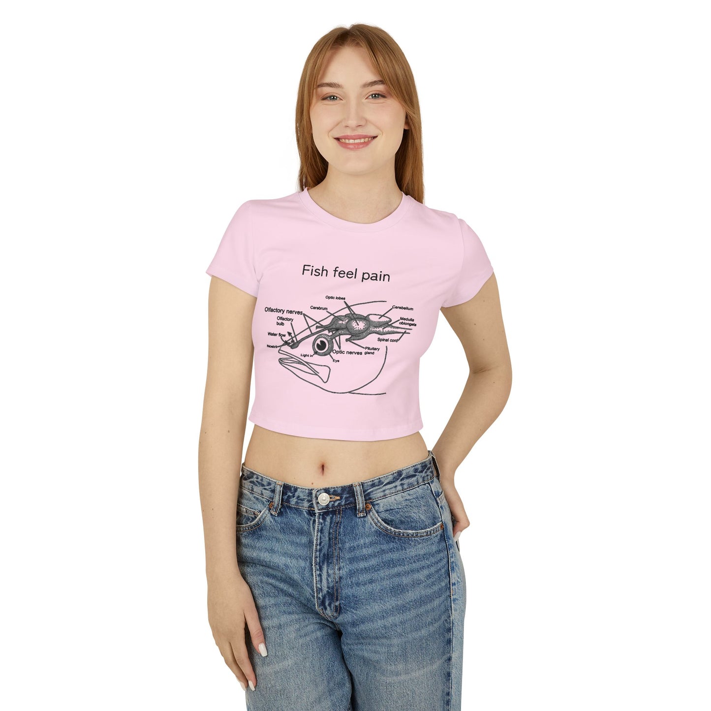 Fish Feel Pain T-Shirt - Crop Tee - Graphic Tee - Fish are not vegetables