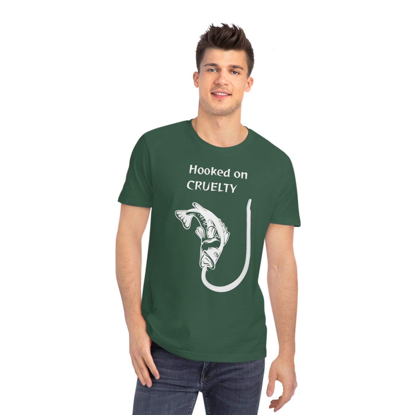 Hooked On Cruelty - Unisex Rocker T-Shirt - Against Fishing - Catch the eye of fishermen