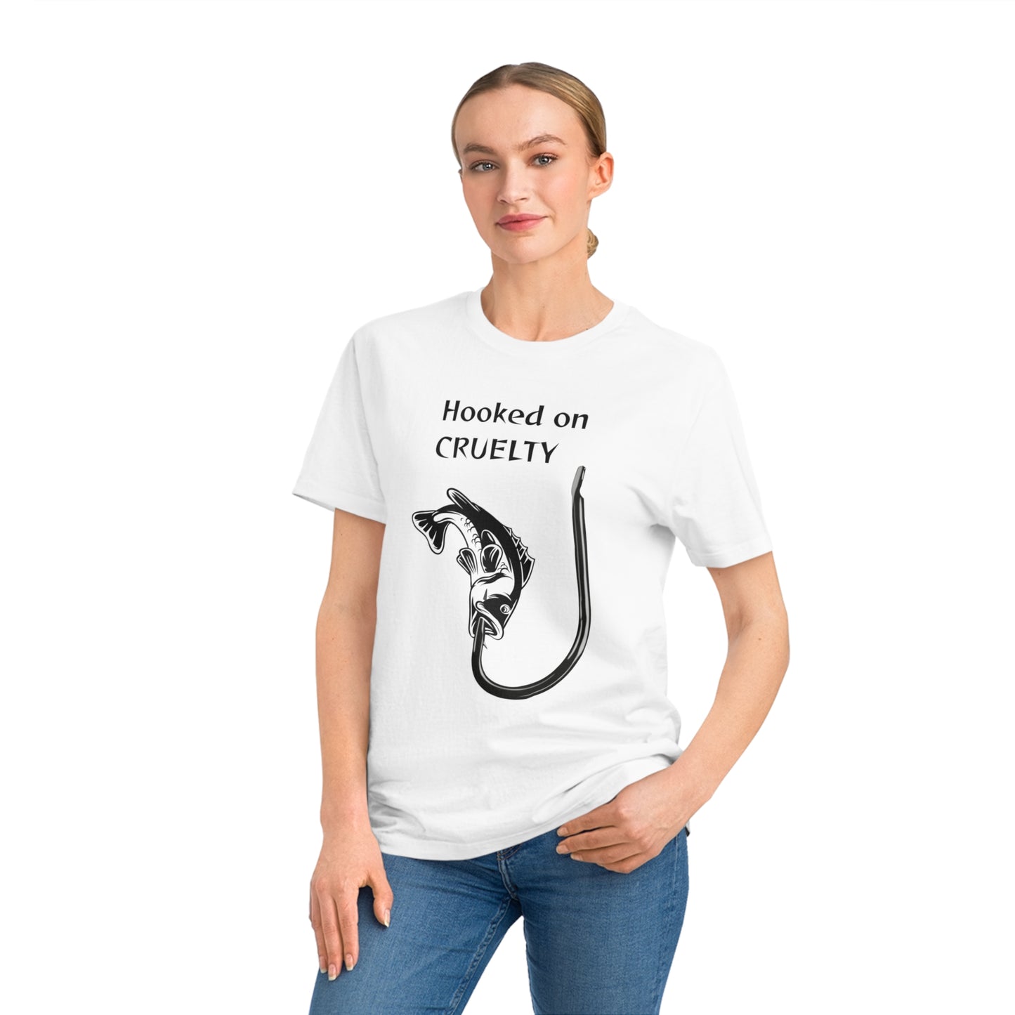 Hooked On Cruelty - Unisex Rocker T-Shirt - Against Fishing - Catch the eye of fishermen