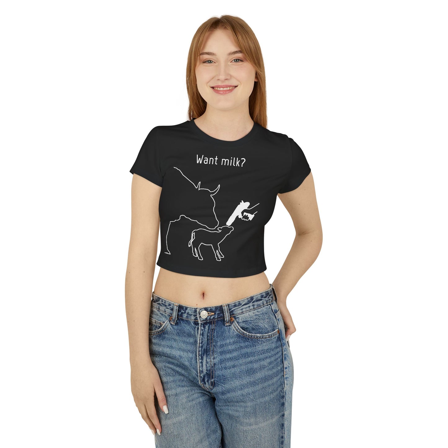 Want Milk? - Crop Tee - Against Milk Industry