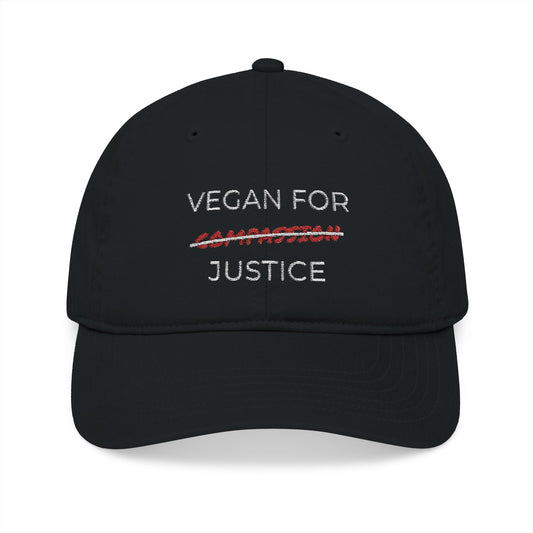 Vegan For Justice - Organic Embroidered Baseball Cap