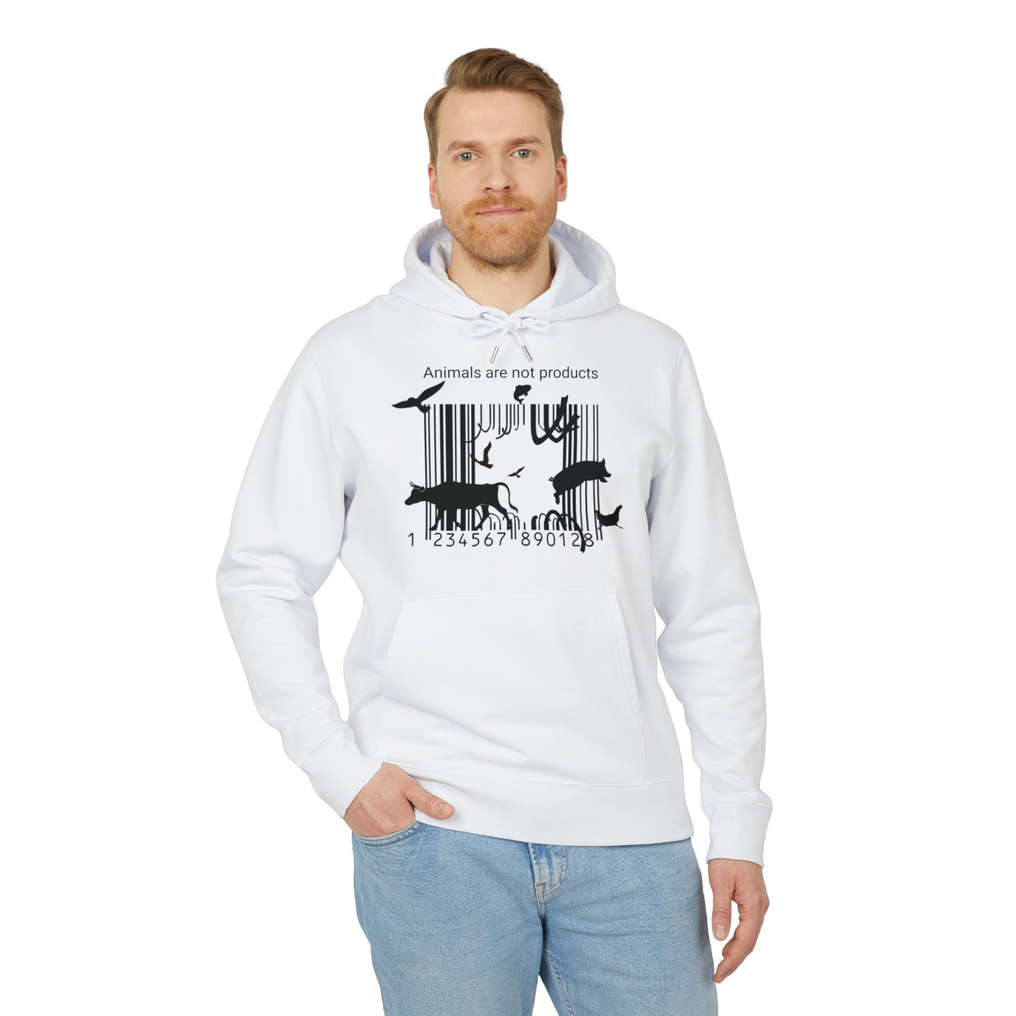 Animals Are Not Products - Unisex Hoodie - Jumping out of Barcode