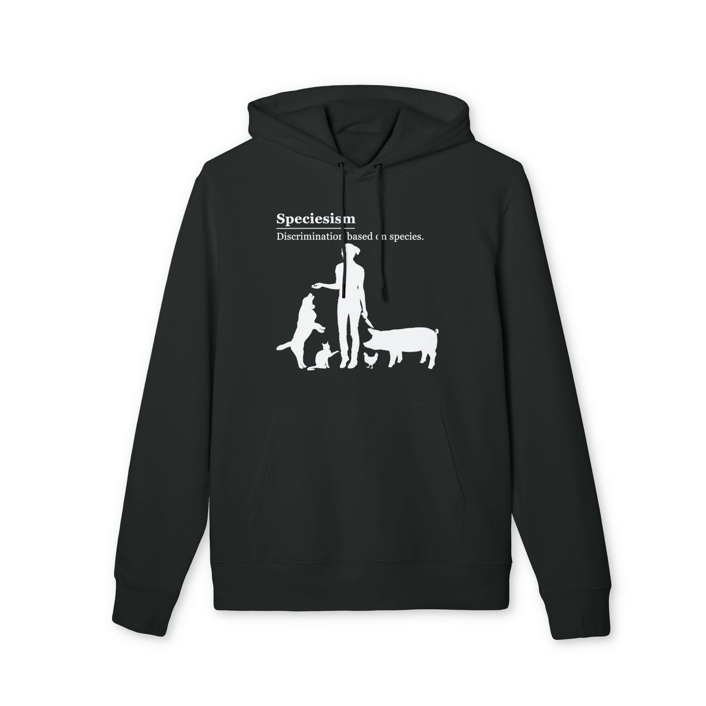 Speciesism Definition - Unisex Hoodie - Woman with Dog, Cat, Pig, and Chicken