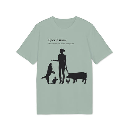 Speciesism Definition - Unisex T-Shirt - Woman with Dog, Cat, Pig, and Chicken