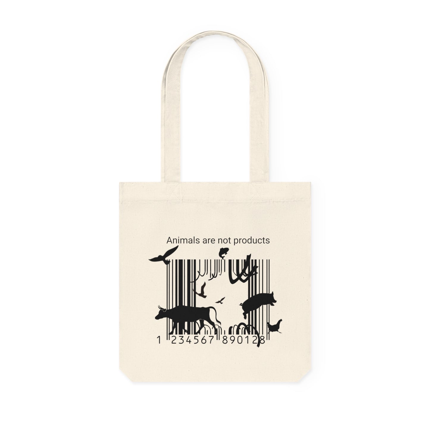 Animals Are Not Products - Woven Tote Bag - Jumping out of Barcode
