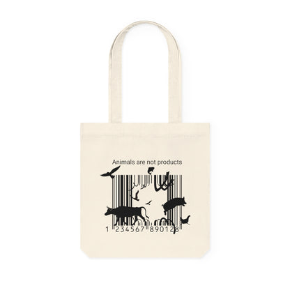 Animals Are Not Products - Woven Tote Bag - Jumping out of Barcode