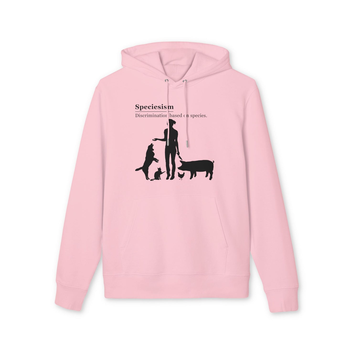 Speciesism Definition - Unisex Hoodie - Woman with Dog, Cat, Pig, and Chicken