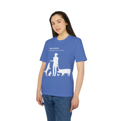 Speciesism Definition - Unisex T-Shirt - Woman with Dog, Cat, Pig, and Chicken