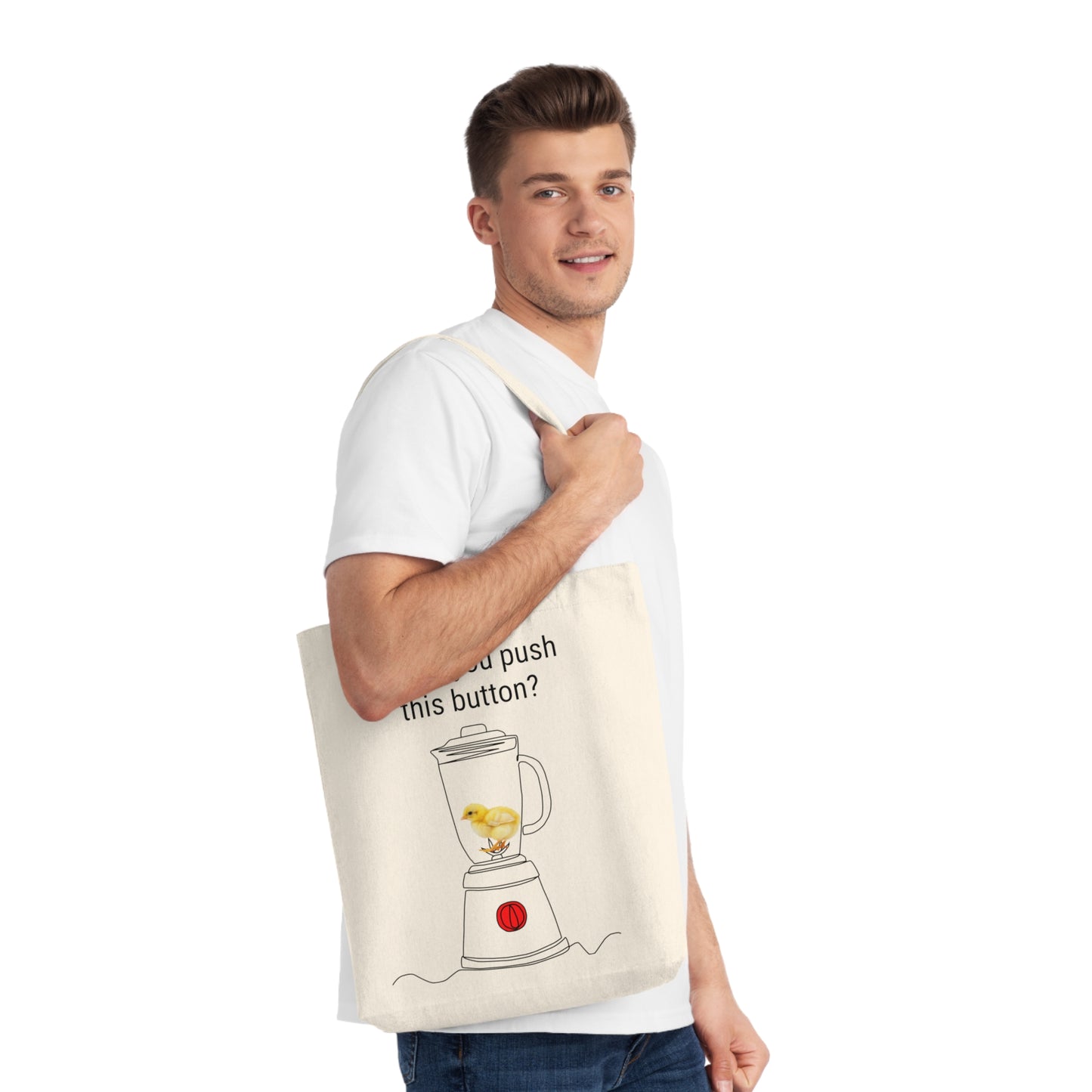 Would you push the button? - Tote Bag - Against egg industry
