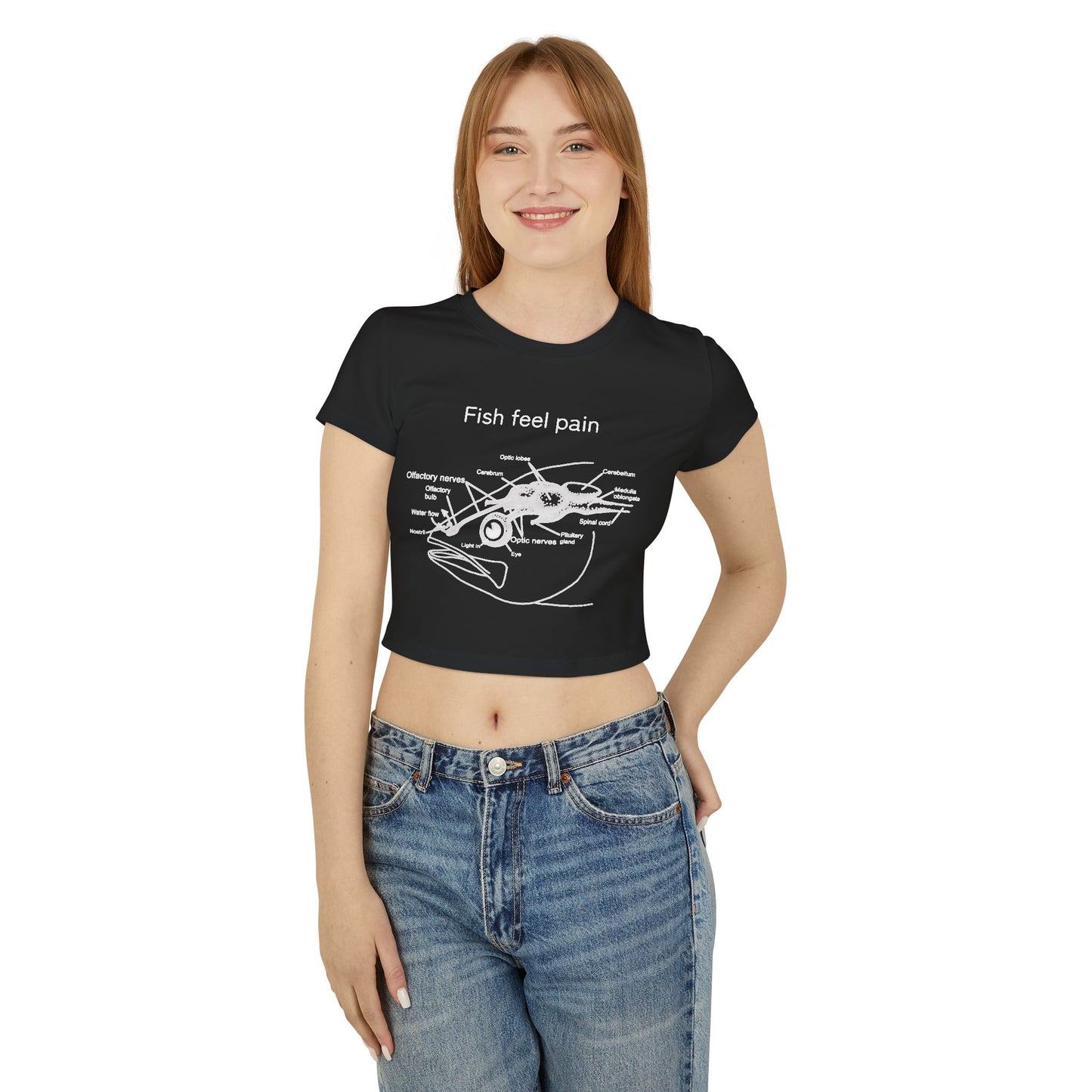Fish Feel Pain T-Shirt - Crop Tee - Graphic Tee - Fish are not vegetables