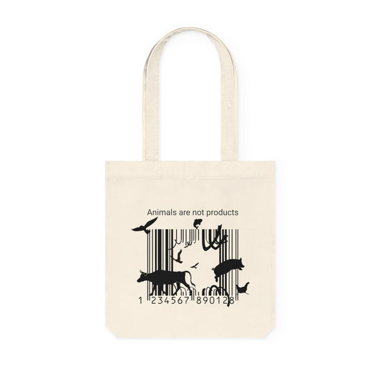 Animals Are Not Products - Woven Tote Bag - Jumping out of Barcode