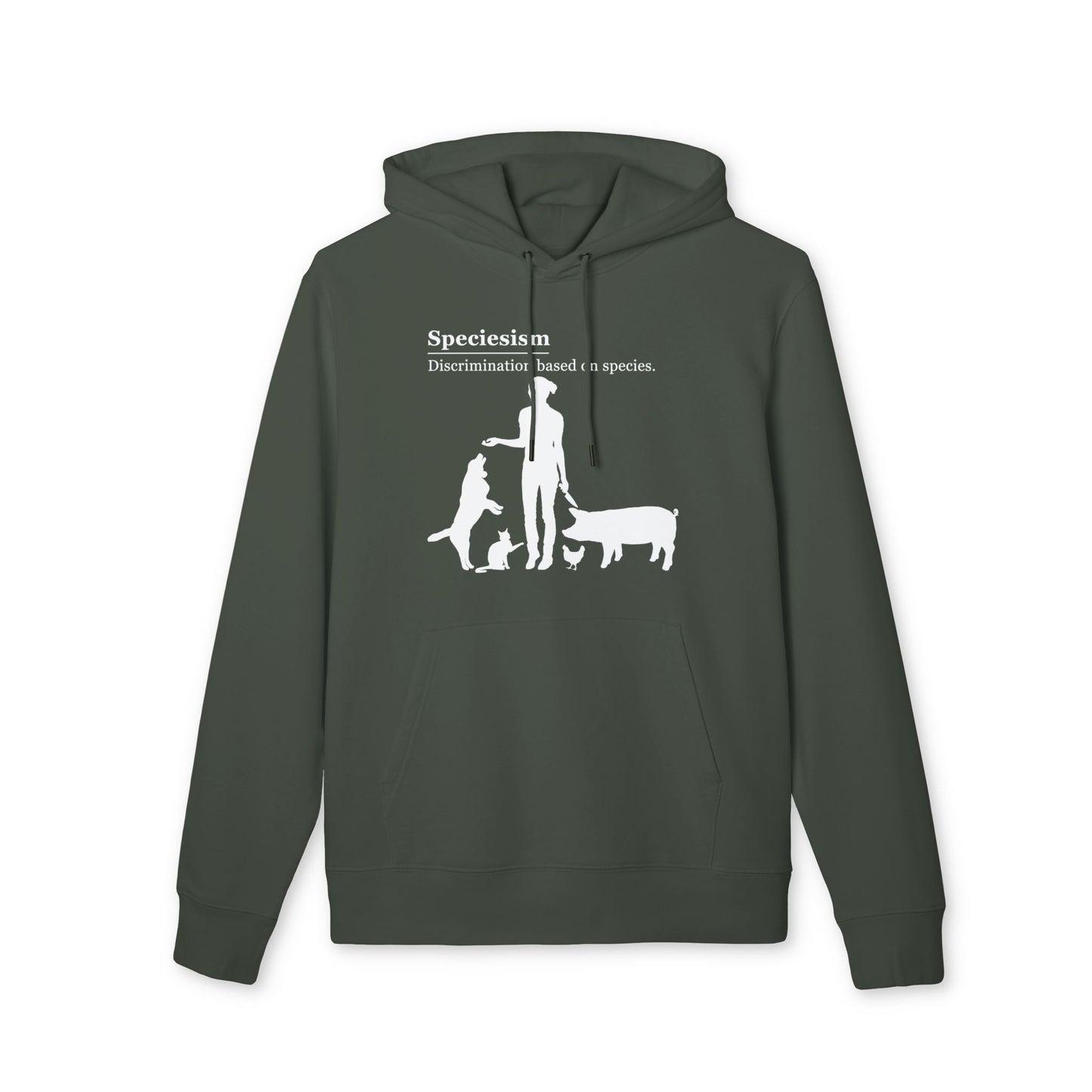 Speciesism Definition - Unisex Hoodie - Woman with Dog, Cat, Pig, and Chicken