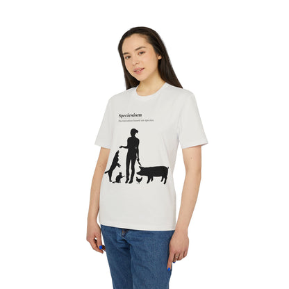 Speciesism Definition - Unisex T-Shirt - Woman with Dog, Cat, Pig, and Chicken
